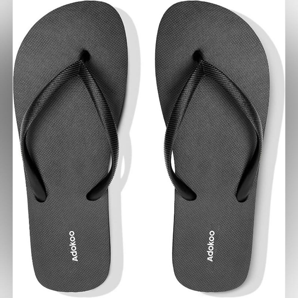 Adokoo Black Flip Flops Thong Style Comfortable Beach Sandals Women's Size 8 New